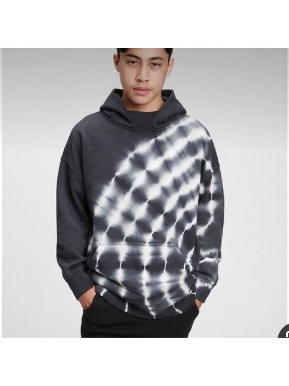 GAP NAVY TIE-DYE ULTRA SOFT FLEECE KNIT NACY & WHITE HOODIE TEEN SIZE 18-20